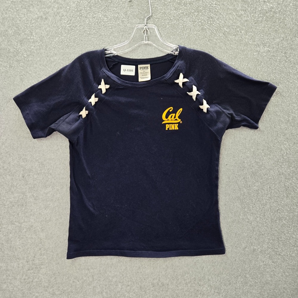 California Golden Bears Women Top XS‎ Blue Shirt PINK Victoria's Secret Tee